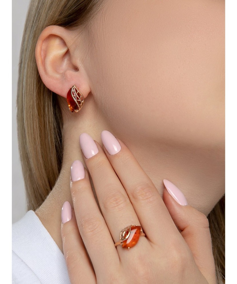 Auksiniai auskarai su gintaru - Auksiniai auskarai - Goldinga