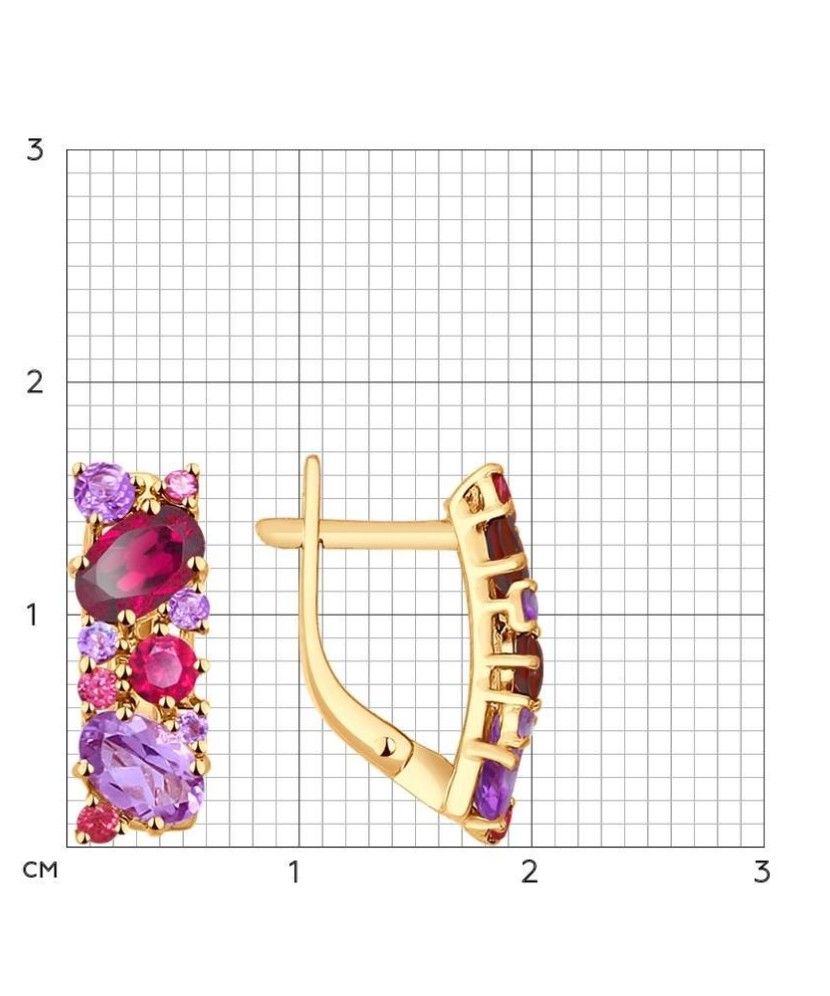 Auksiniai auskarai su ametistais - Auksiniai auskarai - Goldinga