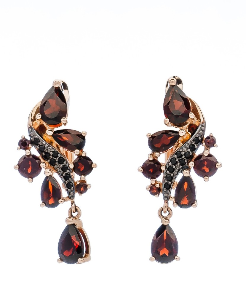 Auksiniai auskarai su granatais ir cirkoniais - Auksiniai auskarai - Goldinga