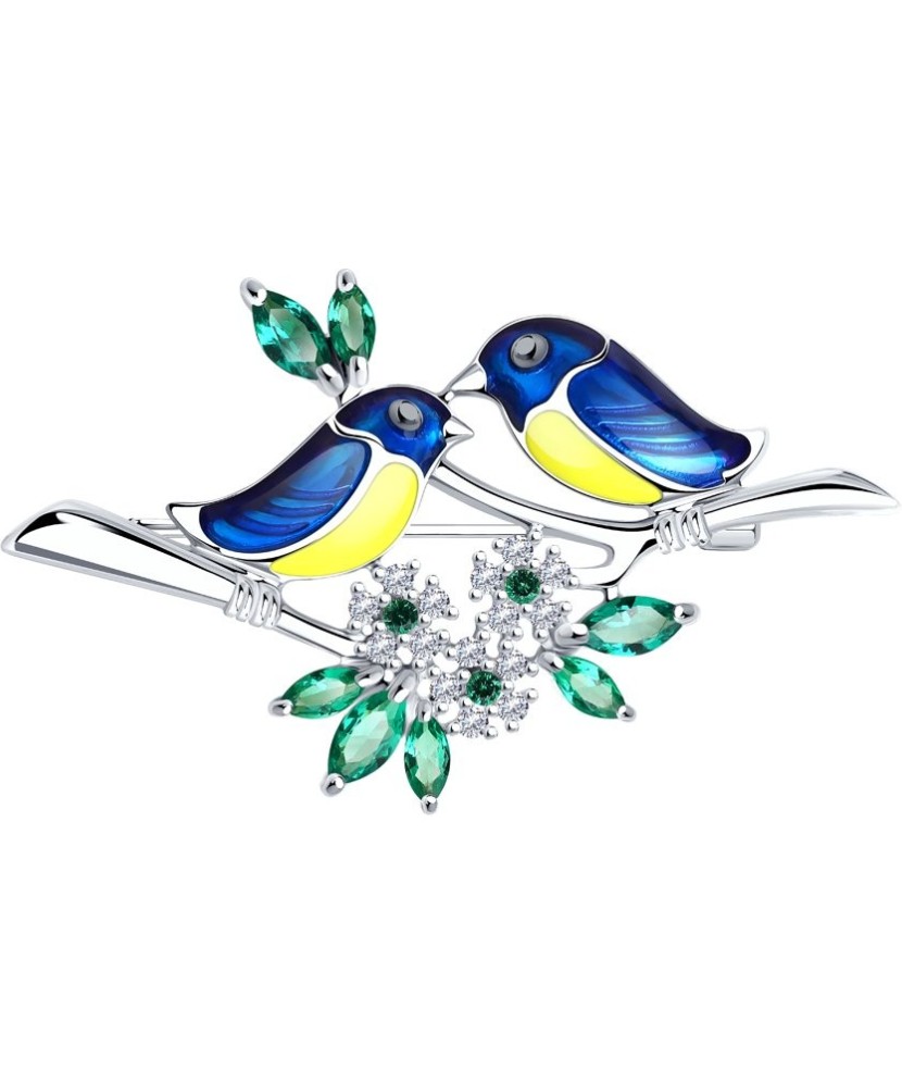 Sidabrinis pakabukas su cirkoniais ir emale - Sagės - Goldinga