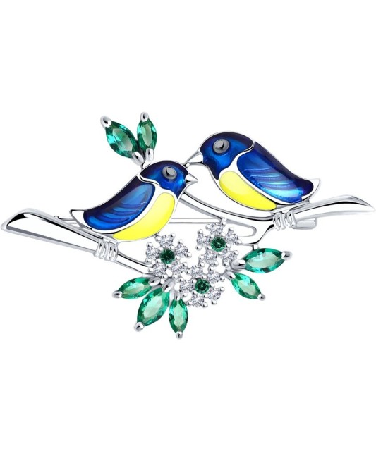 Sidabrinis pakabukas su cirkoniais ir emale - Sagės - Goldinga