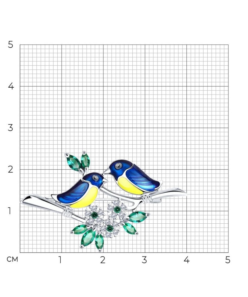 Sidabrinis pakabukas su cirkoniais ir emale - Sagės - Goldinga