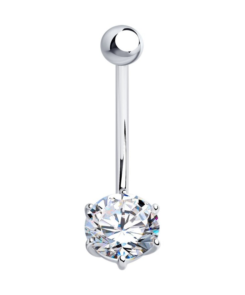 Sidabrinis auskaras į bambą su cirkoniu - Auskarai į bambą ir nosį - Goldinga