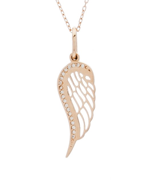 Auksinis pakabukas su cirkoniais "Angelo sparnas" - Auksiniai pakabukai - Goldinga