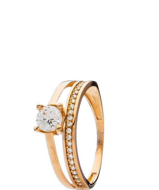 Auksinis žiedas su cirkoniais - Auksiniai žiedai - Goldinga