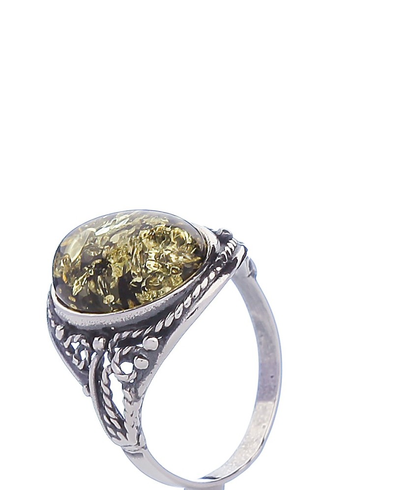 Sidabrinis žiedas su gintaru - Sidabriniai žiedai - Goldinga