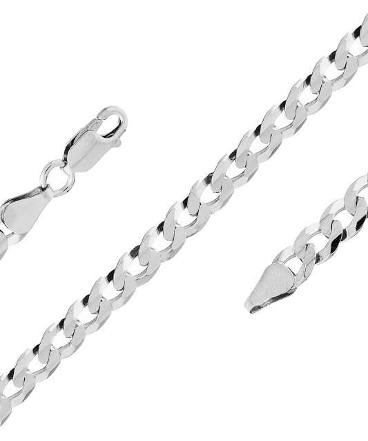 Sidabrinė grandinėlė dengta rodžiu "Curb" - Sidabrinės grandinėlės - Goldinga