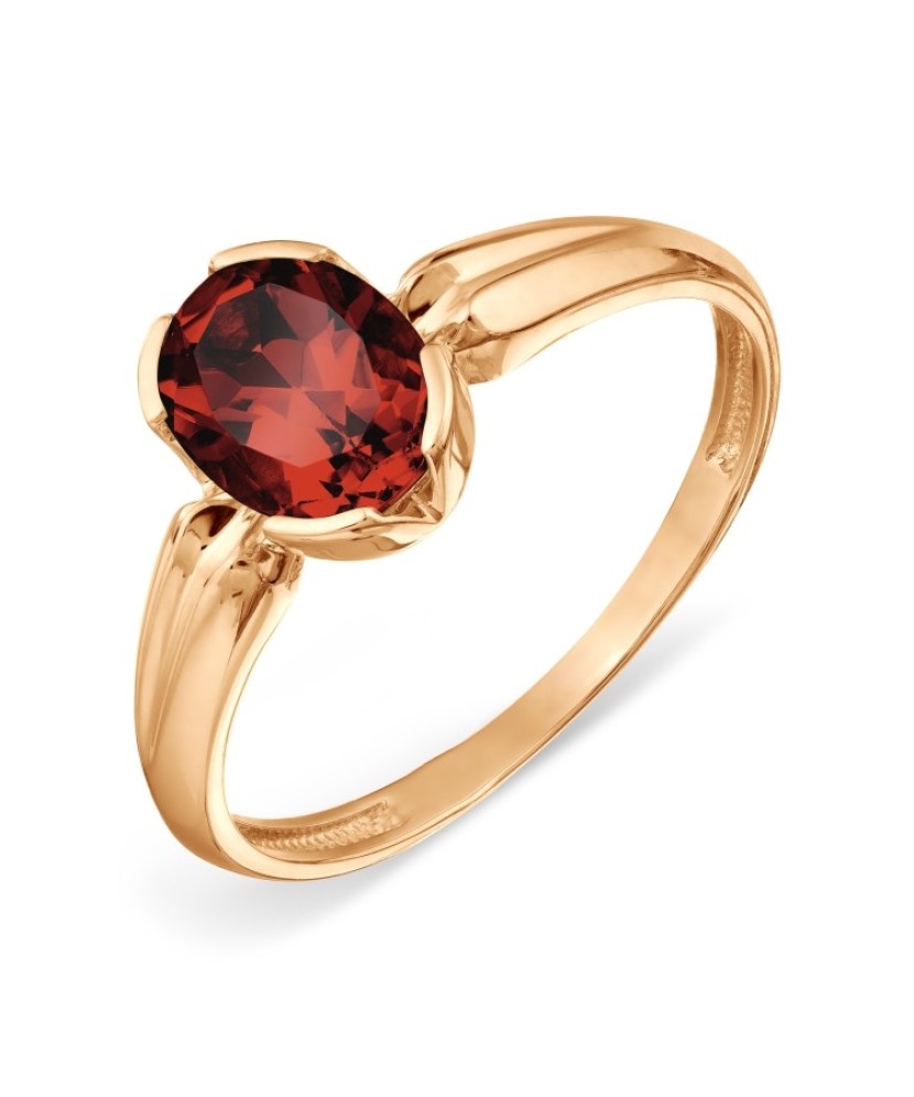 Auksinis žiedas su granatu - Auksiniai žiedai - Goldinga