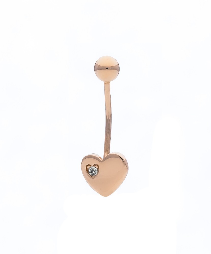 Auksinis auskaras į bambą su cirkoniu "Širdelė" - Auskarai į bambą ir nosį - Goldinga