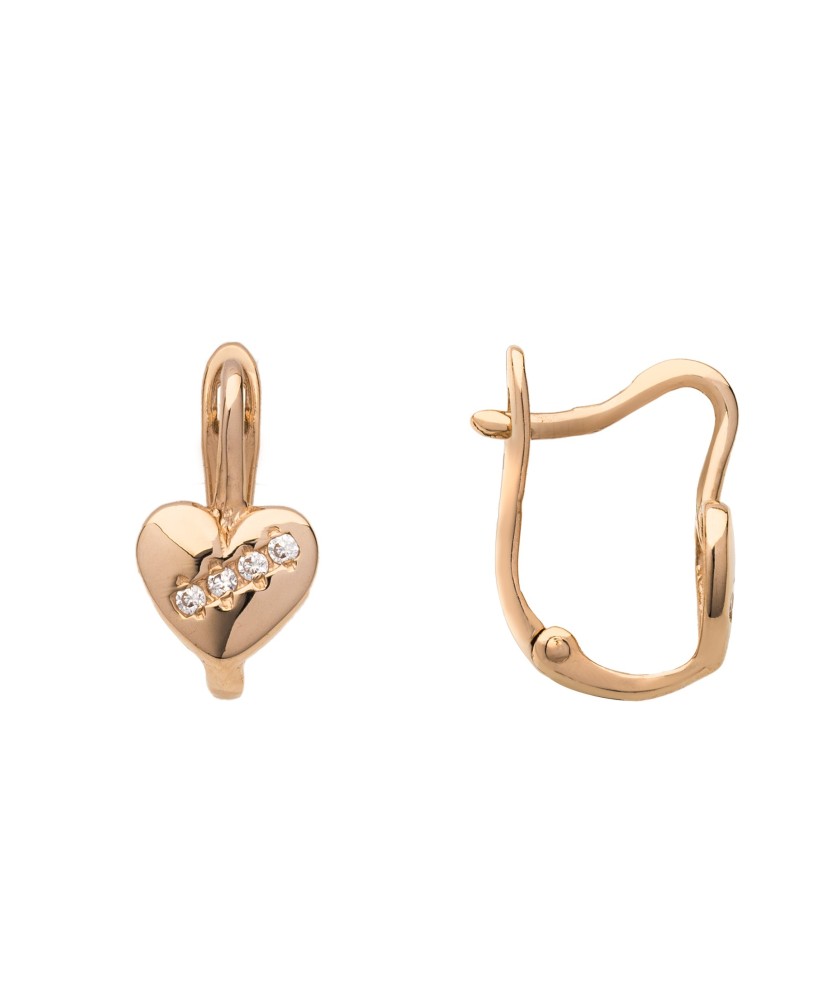 Auksiniai auskarai su cirkoniais "Širdelės" - Auksiniai auskarai - Goldinga