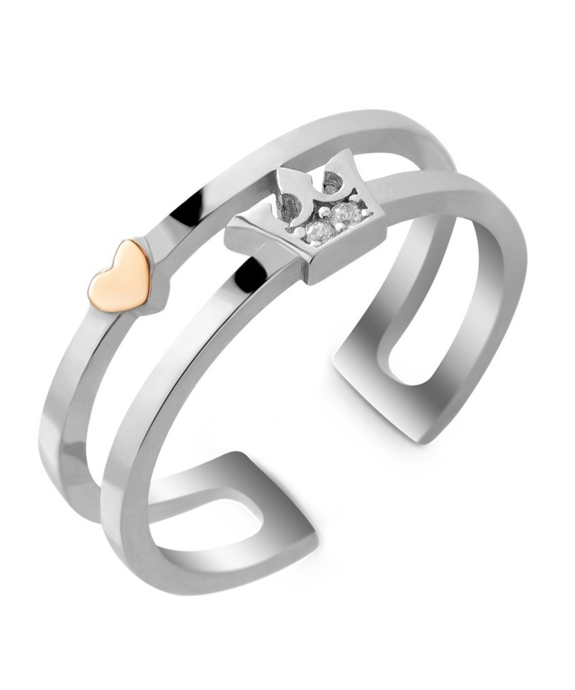 Sidabrinis žiedas su cirkoniais dengtas auksu - Sidabriniai žiedai - Goldinga