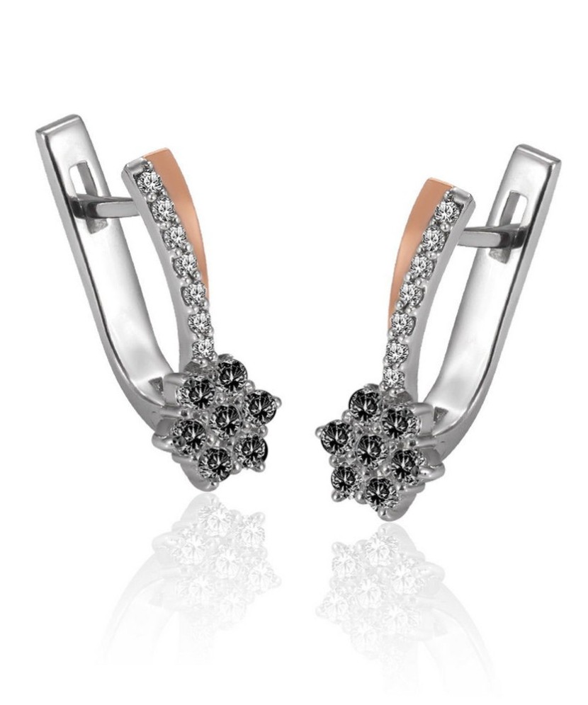 Sidabriniai auskarai su cirkoniais dengti auksu - Sidabriniai auskarai - Goldinga