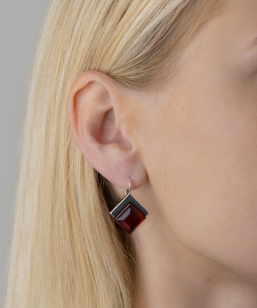 Sidabriniai auskarai su granatais - Sidabriniai auskarai - Goldinga