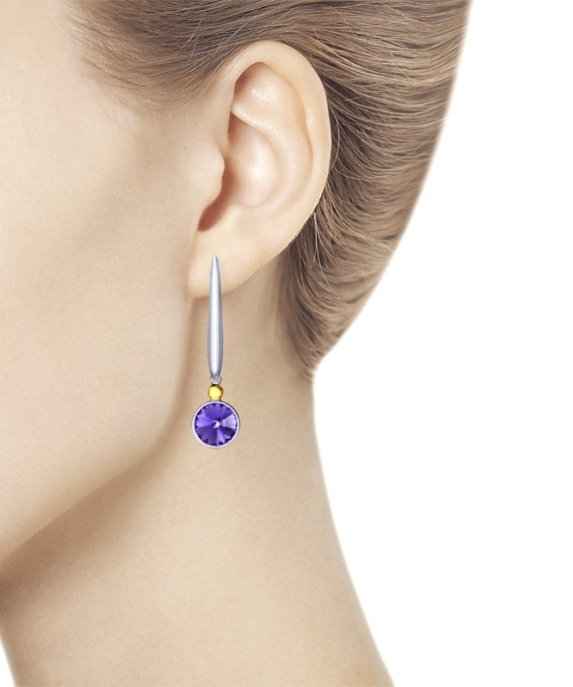 Sidabriniai auskarai su kristalu - Sidabriniai auskarai - Goldinga