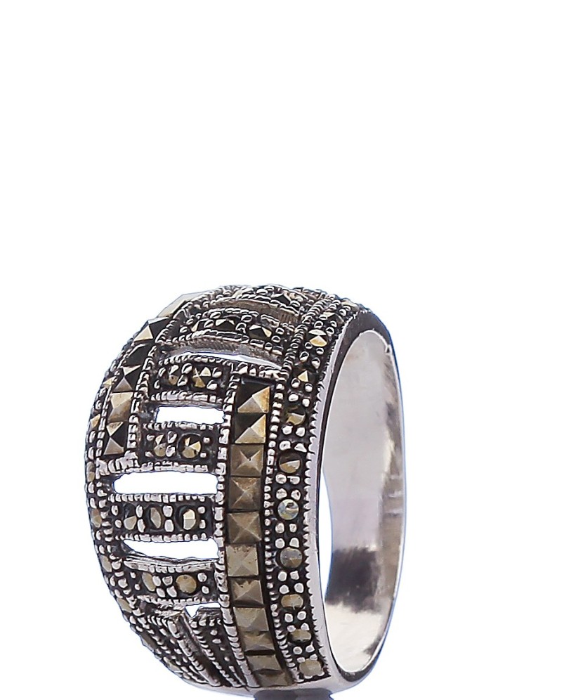 Sidabrinis žiedas su markazitais - Sidabriniai žiedai - Goldinga