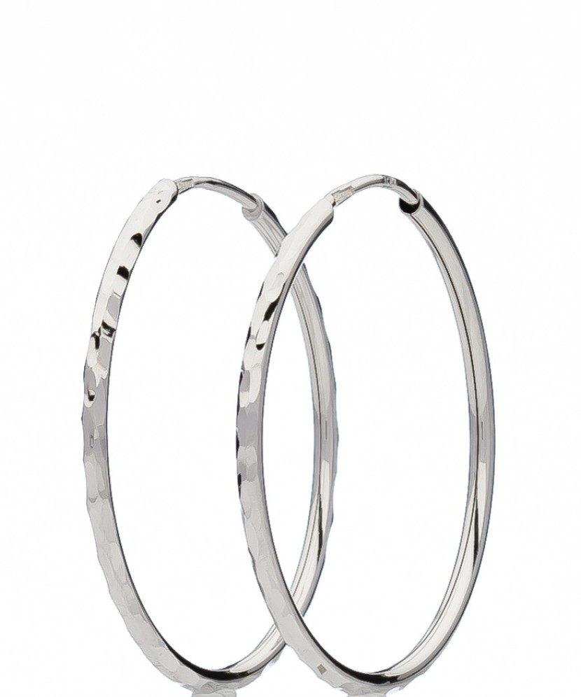 Balto aukso auskarai rinkutės 25mm - Auksiniai auskarai - Goldinga