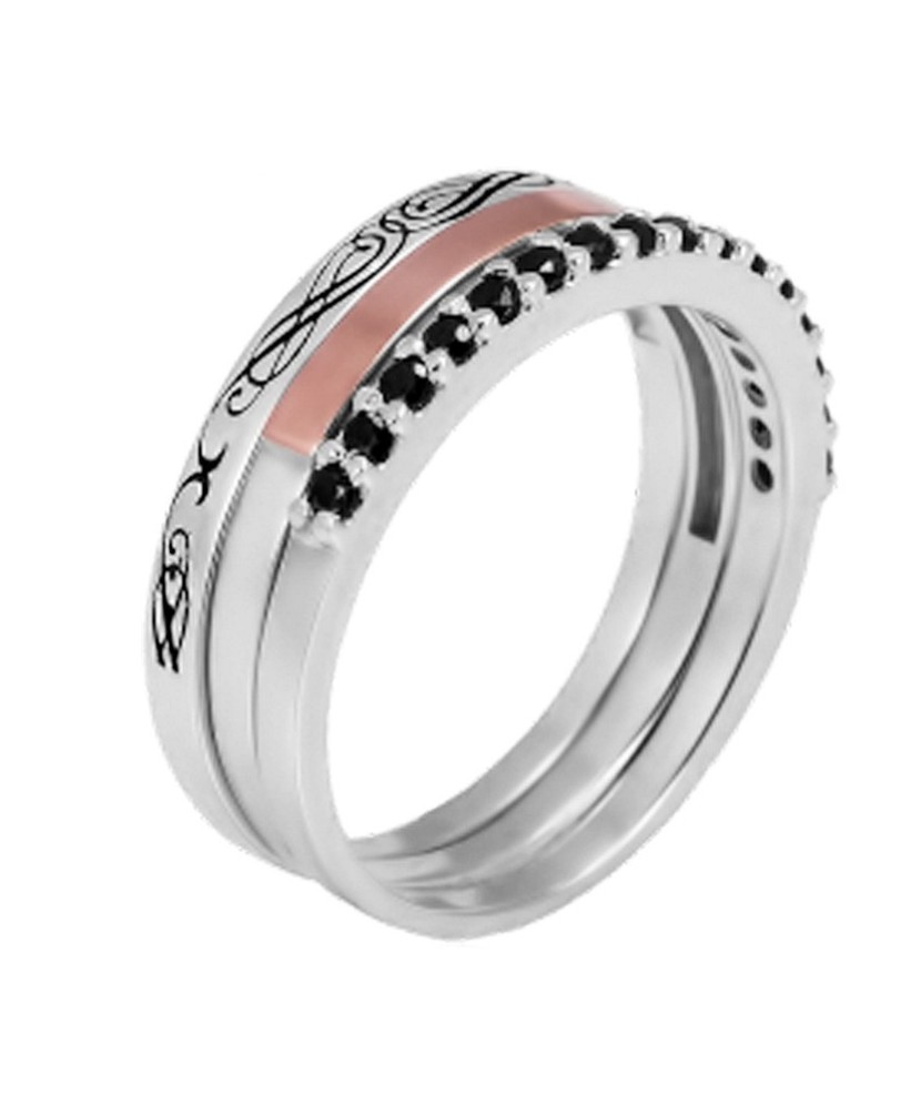 Sidabrinis žiedas su cirkoniais dengtas auksu - Sidabriniai žiedai - Goldinga