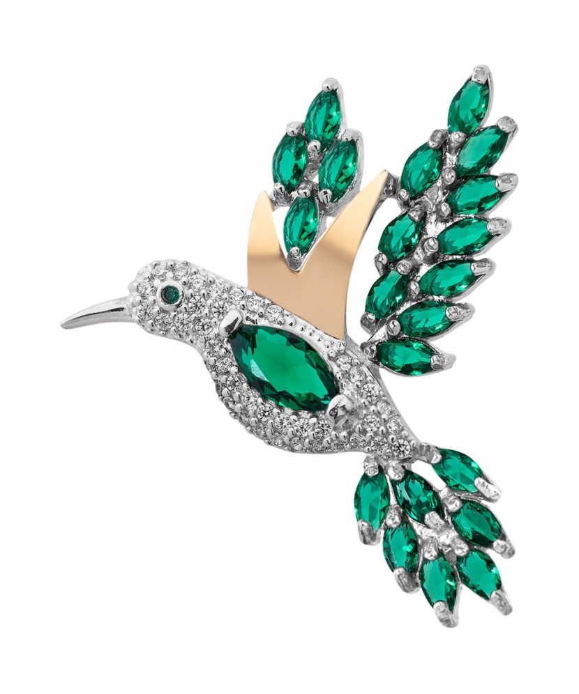 Sidabrinė Sagė Dengta Auksu Su Alpanitais Ir Cirkoniais - Sagės - Goldinga