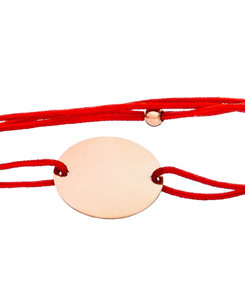 Raudono Siūlo Apyrankė Su Auksiniu Pakabuku "Plokštelė" - Siūlų apyrankės su auksu - Goldinga