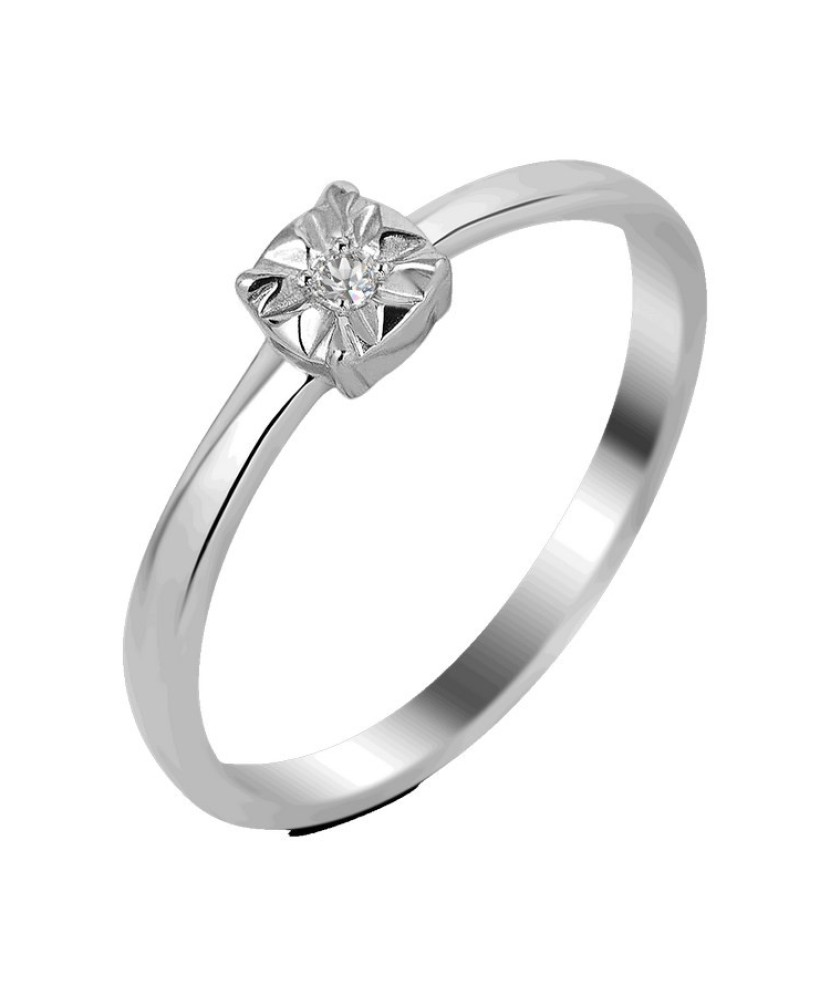 Sidabrinis žiedas su briliantu - Sidabriniai žiedai su brangakmeniais - Goldinga