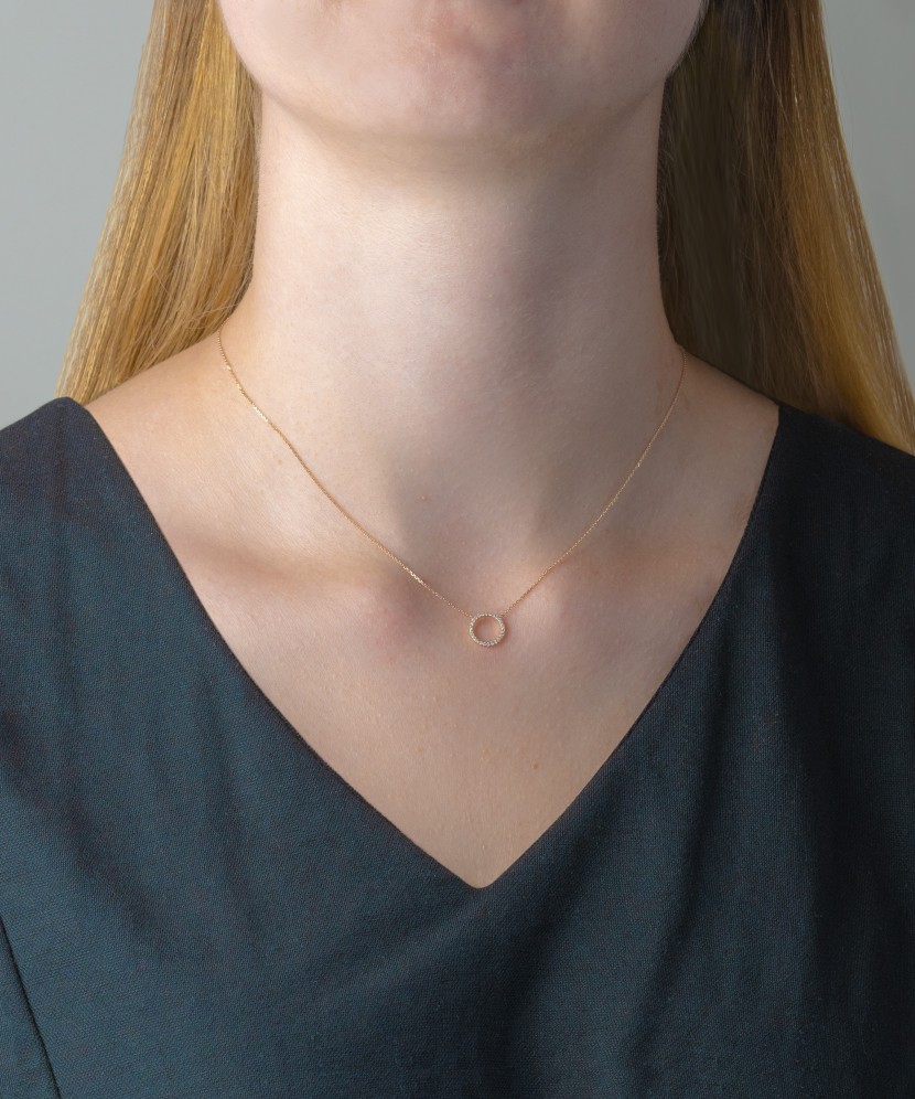 Auksinė grandinėlė su briliantiniu pakabuku - Auksinės grandinėlės su pakabukais - Goldinga