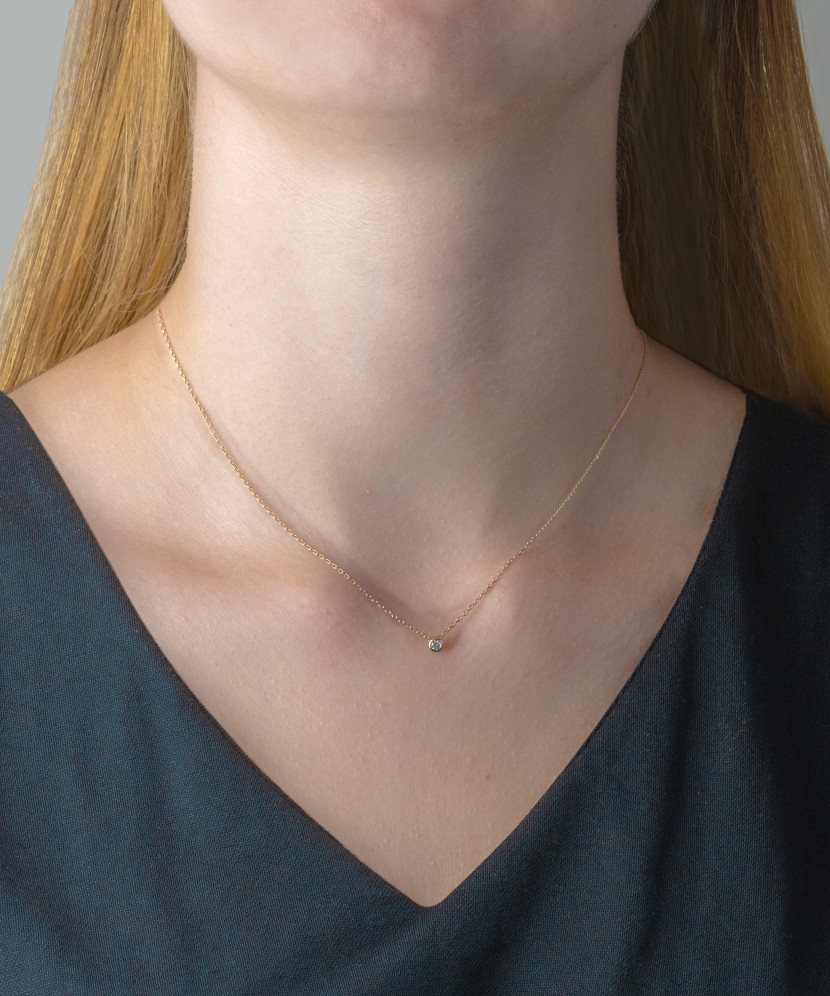 Auksinė grandinėlė su briliantiniu pakabuku - Auksinės grandinėlės su pakabukais - Goldinga