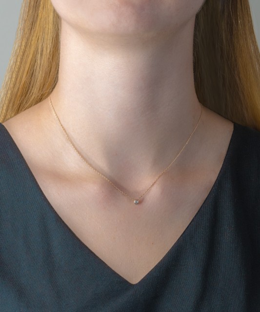 Auksinė grandinėlė su briliantiniu pakabuku - Auksinės grandinėlės su pakabukais - Goldinga