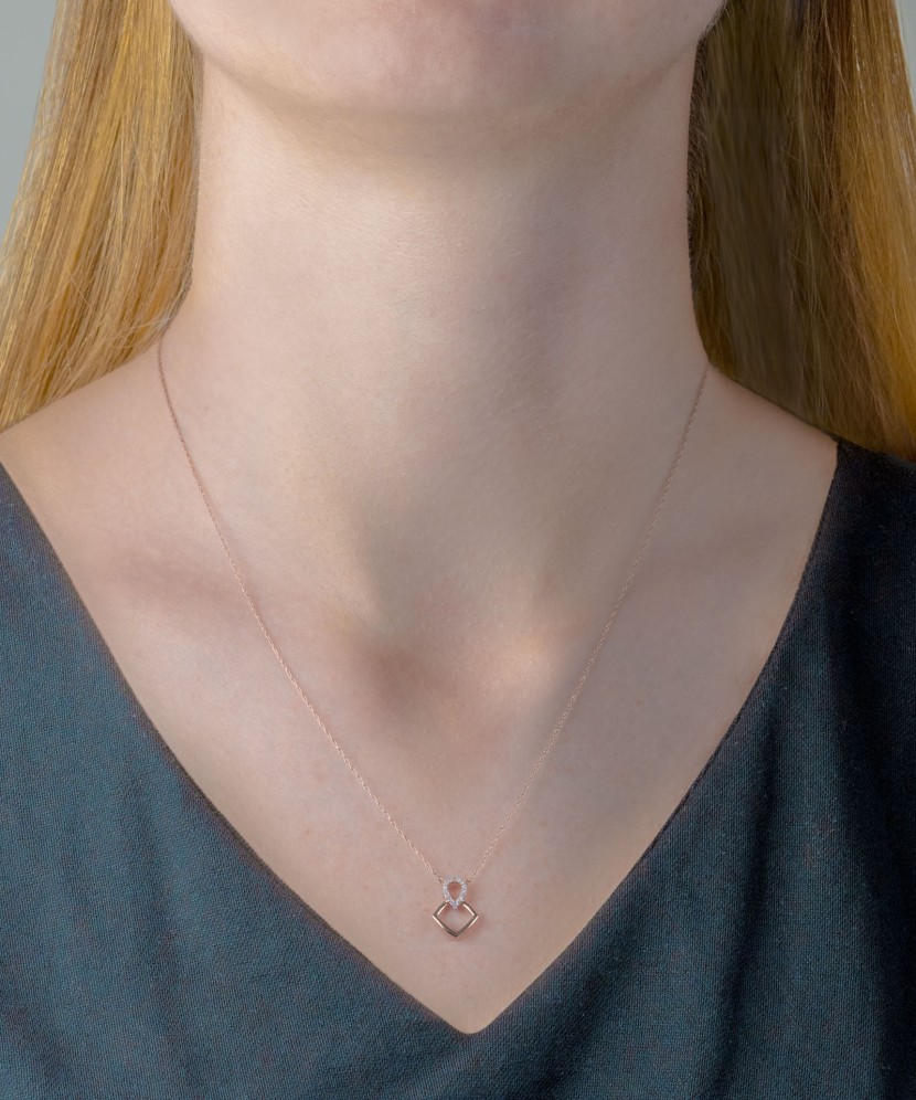 Auksinė grandinėlė su deimantiniu pakabuku - Auksinės grandinėlės su pakabukais - Goldinga