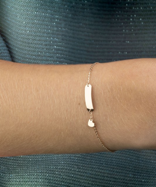 Vaikiška auksinė apyrankė su plokštele "Širdelė" - Perkamiausi - Goldinga