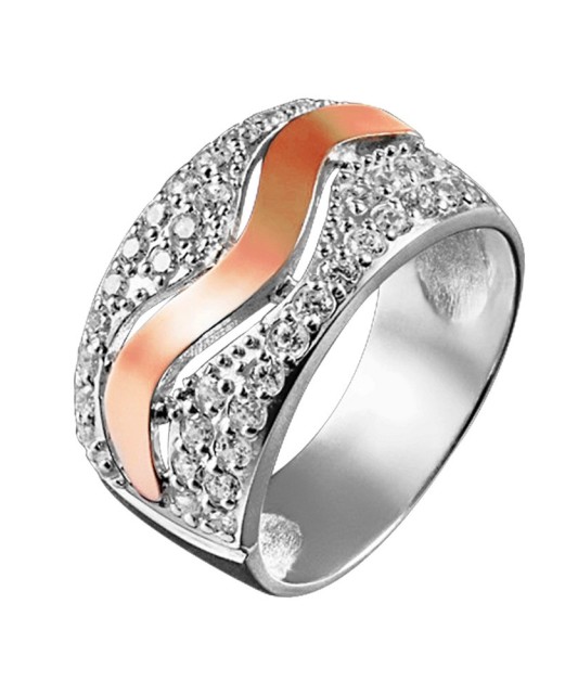 Sidabrinis žiedas su cirkoniais dengtas auksu - Sidabriniai žiedai - Goldinga