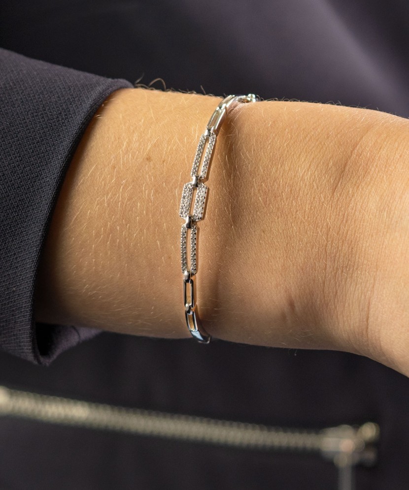 Sidabrinė Kieta Apyrankė su cirkoniais - Sidabrinės apyrankės - Goldinga