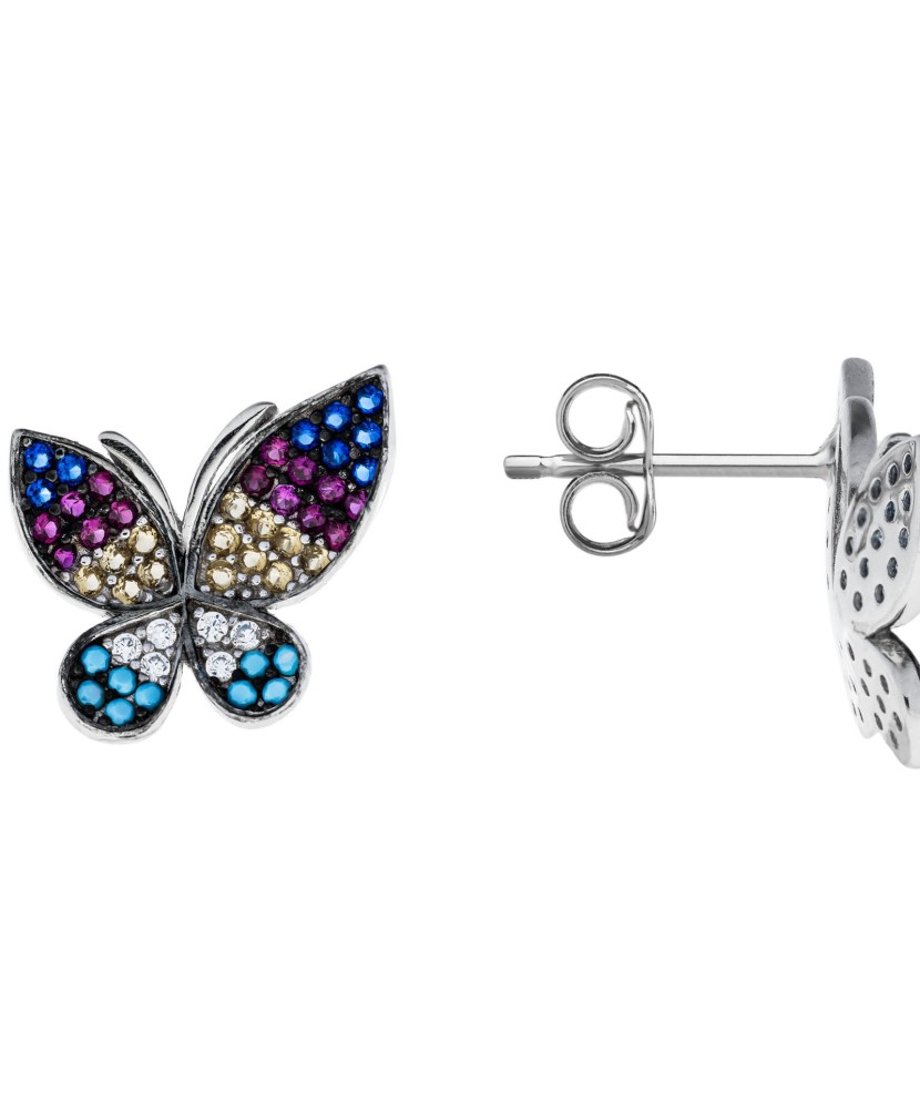 Sidabriniai auskarai su cirkoniais "Drugelis" - Sidabriniai auskarai - Goldinga