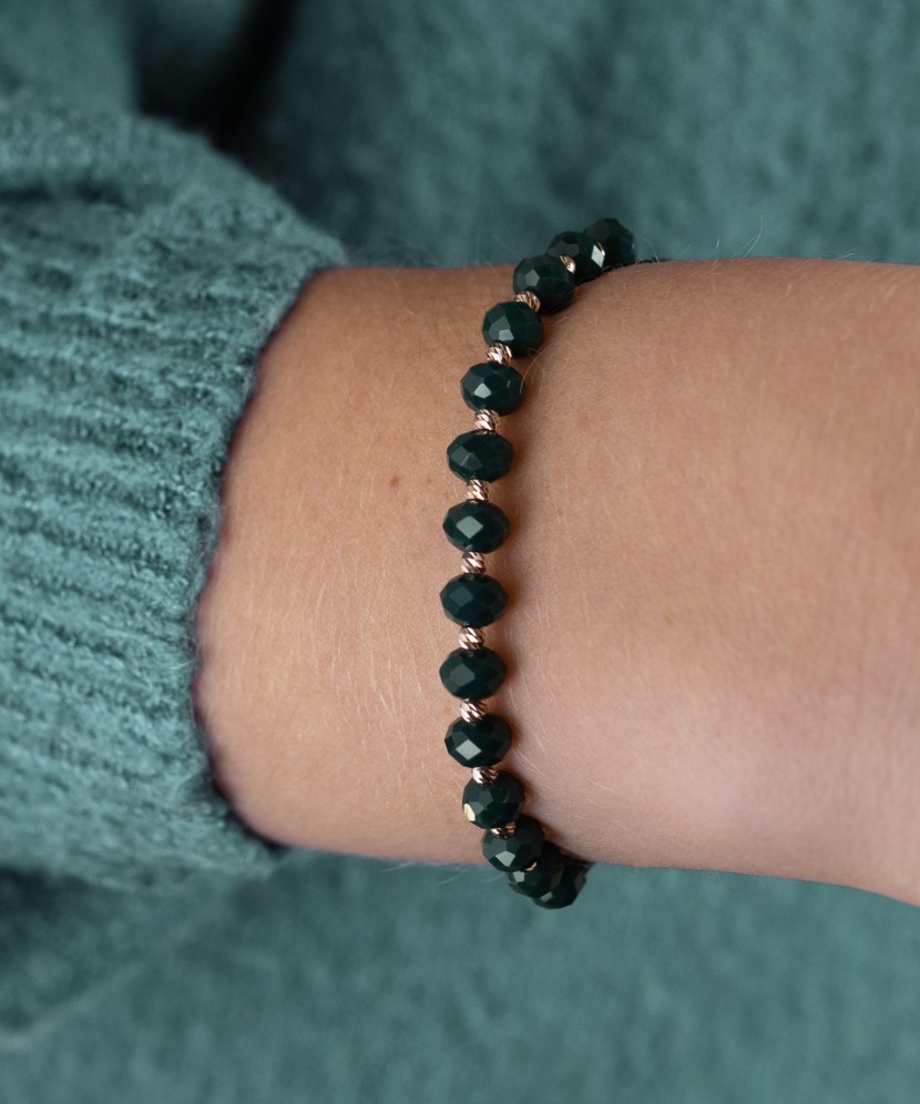 Žalio siūlo apyrankė su auksu ir oniksais - Siūlų apyrankės su auksu - Goldinga