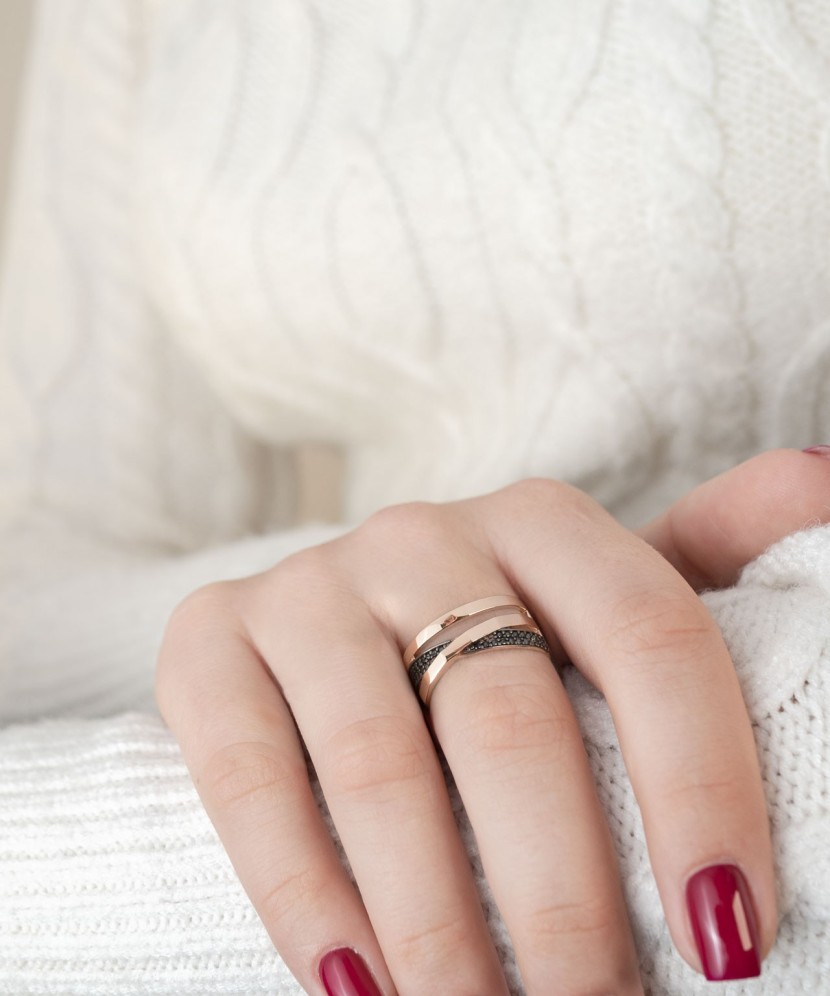 Auksinis žiedas su cirkoniais - Auksiniai žiedai - Goldinga