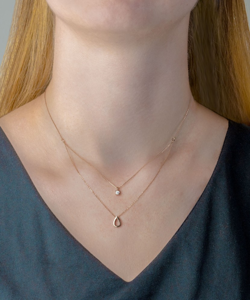 Auksinė grandinėlė su cirkonio pakabuku - Auksinės grandinėlės su pakabukais - Goldinga