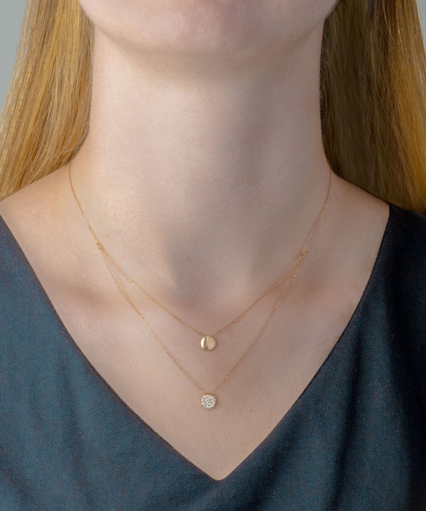 Auksinė grandinėlė su cirkonio pakabuku - Auksinės grandinėlės su pakabukais - Goldinga