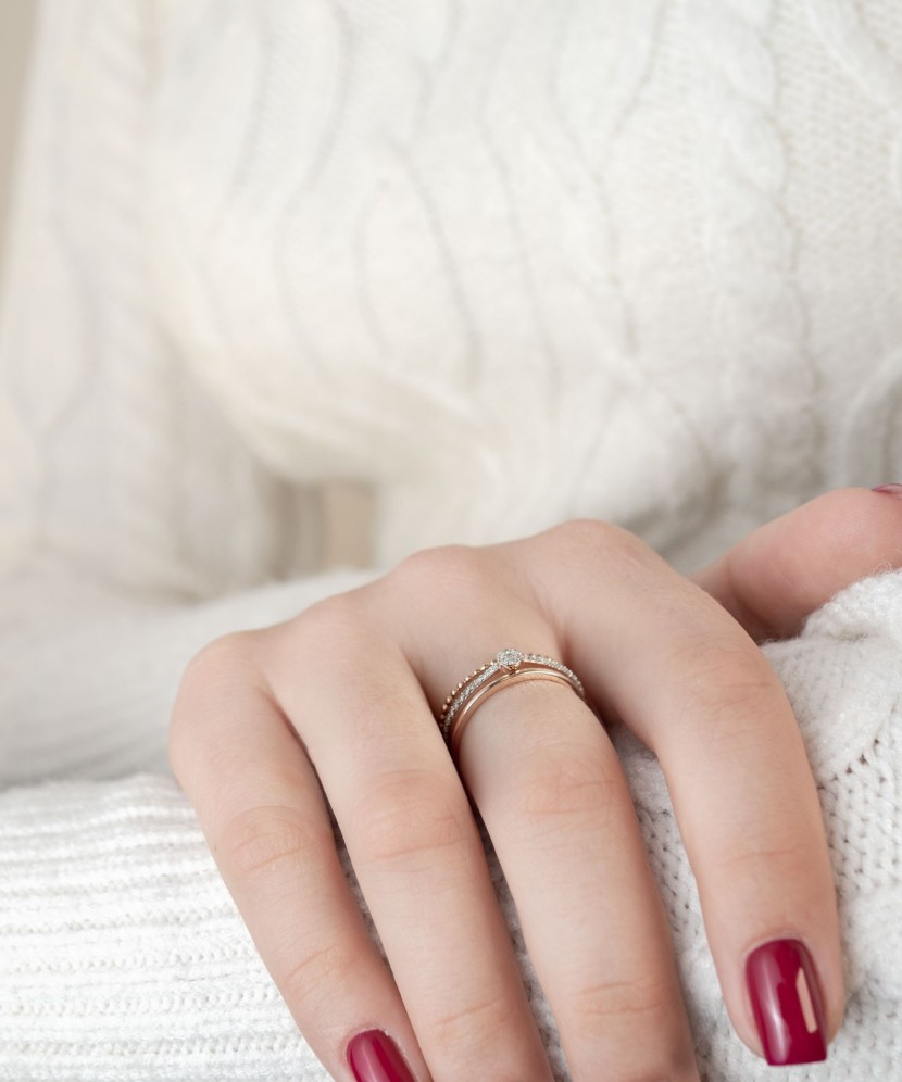 Auksinis žiedas su deimantais - Auksiniai Žiedai su brangakmeniais - Goldinga