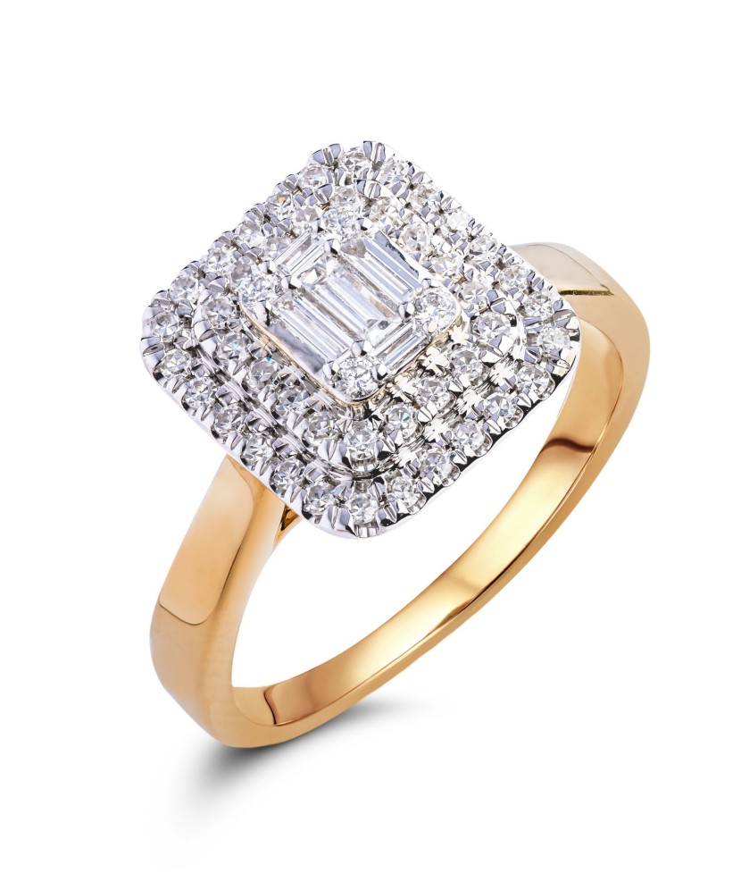 Geltono aukso žiedas su deimantais (0.45ct) - Auksiniai Žiedai su brangakmeniais - Goldinga