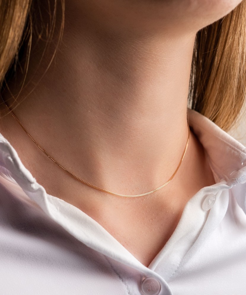 Auksinė vientisa grandinėlė "Box" 0.9mm - Auksinės grandinėlės - Goldinga