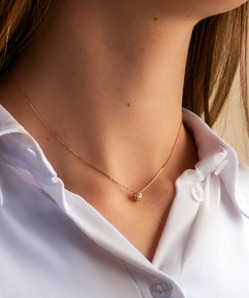 Auksinė grandinėlė su cirkonio pakabuku - Perkamiausi - Goldinga