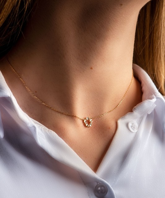 Auksinė grandinėlė su cirkonio pakabuku - Auksinės grandinėlės su pakabukais - Goldinga