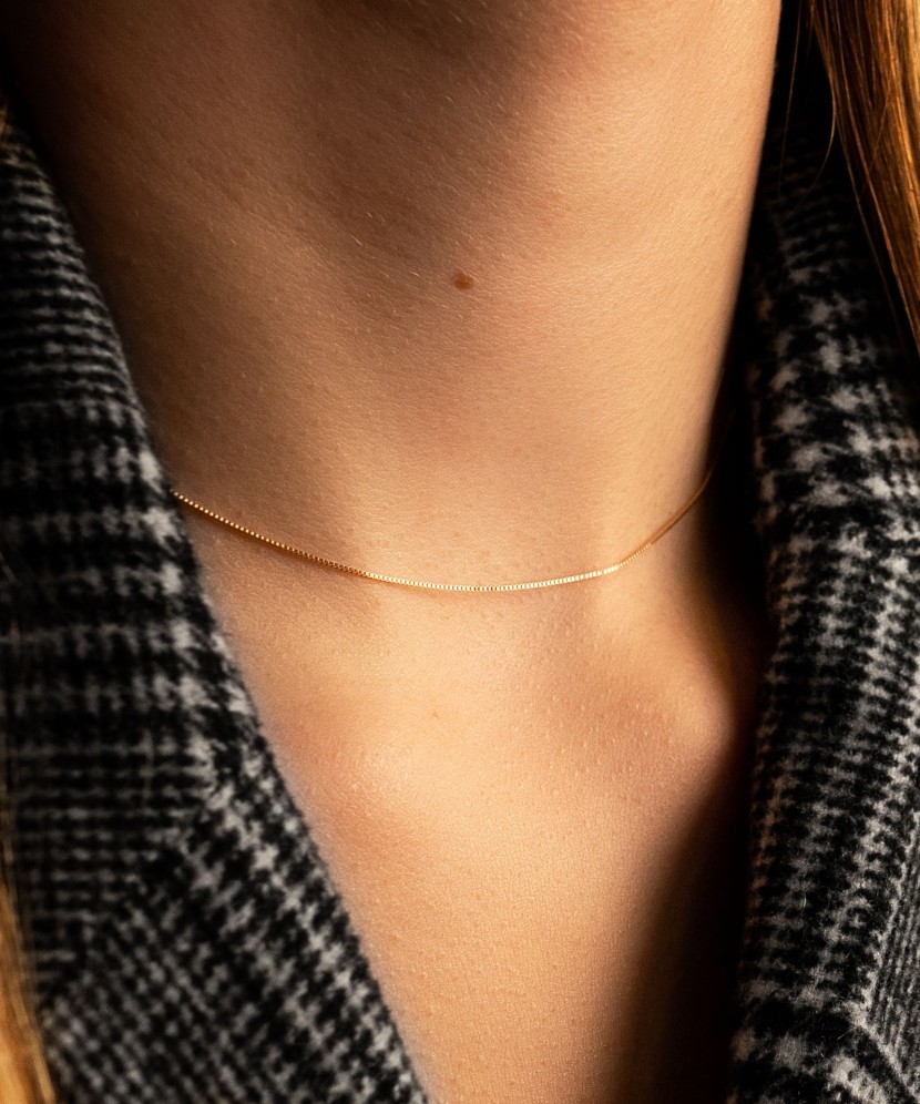 Auksinė vientisa grandinėlė "Box" 0.6mm - Auksinės grandinėlės - Goldinga