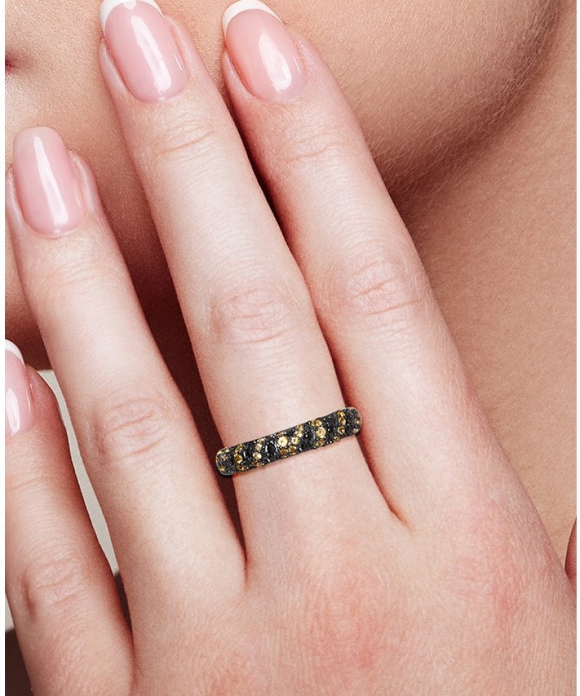 Sidabrinis paauksuotas žiedas su cirkoniais ir špineliais  - Goldinga