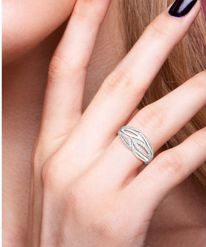 Sidabrinis žiedas su cirkoniais - Sidabriniai žiedai - Goldinga