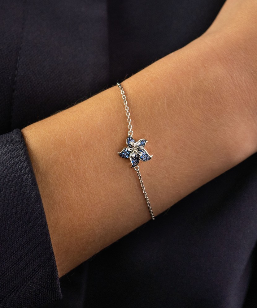 Sidabrinė apyrankė su cirkoniais "Gėlė"  - Goldinga