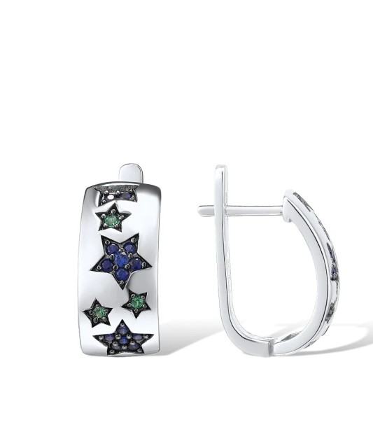 Sidabriniai auskarai su Špineliais Ir Nano Safyrais - Sidabriniai auskarai - Goldinga