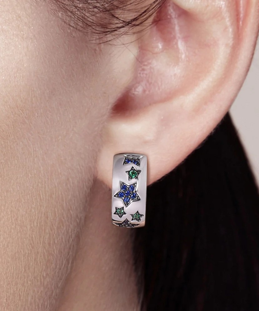 Sidabriniai auskarai su Špineliais Ir Nano Safyrais - Sidabriniai auskarai - Goldinga