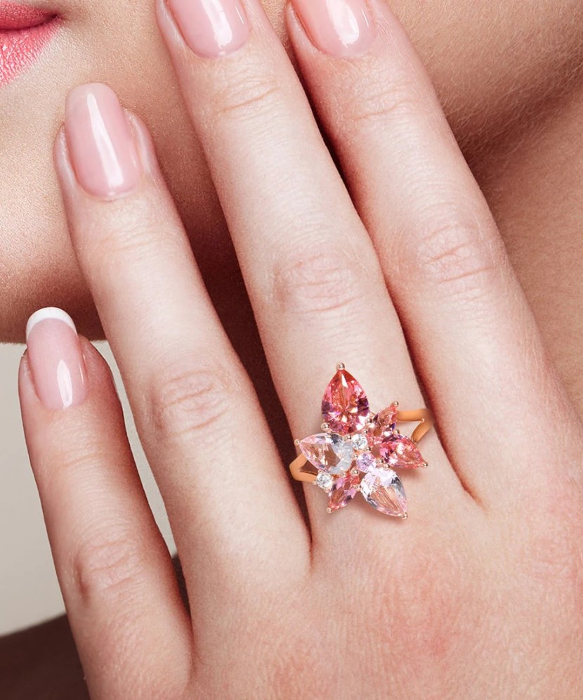 Paauksuotas sidabrinis žiedas su cirkoniu