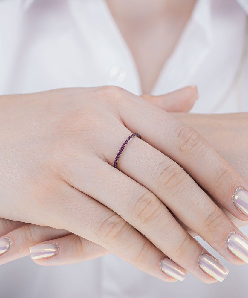 Sidabrinis žiedas su nano rubinais - Perkamiausi - Goldinga