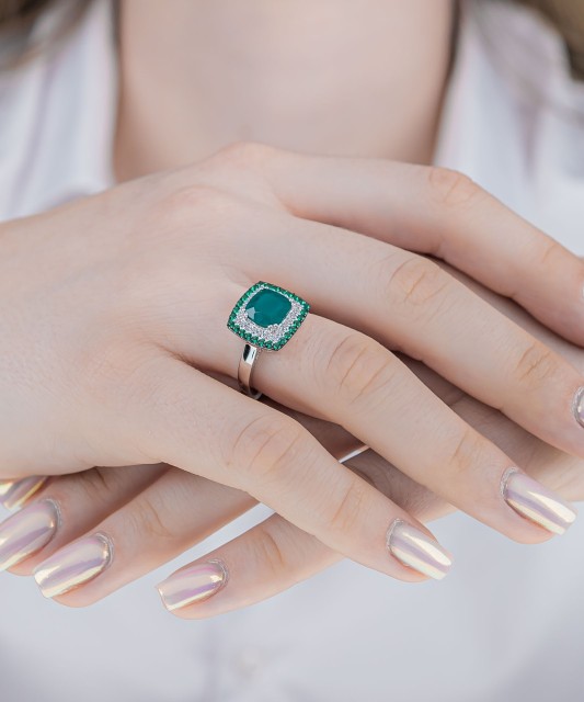 Sidabrinis žiedas su špineliais ir cirkoniais